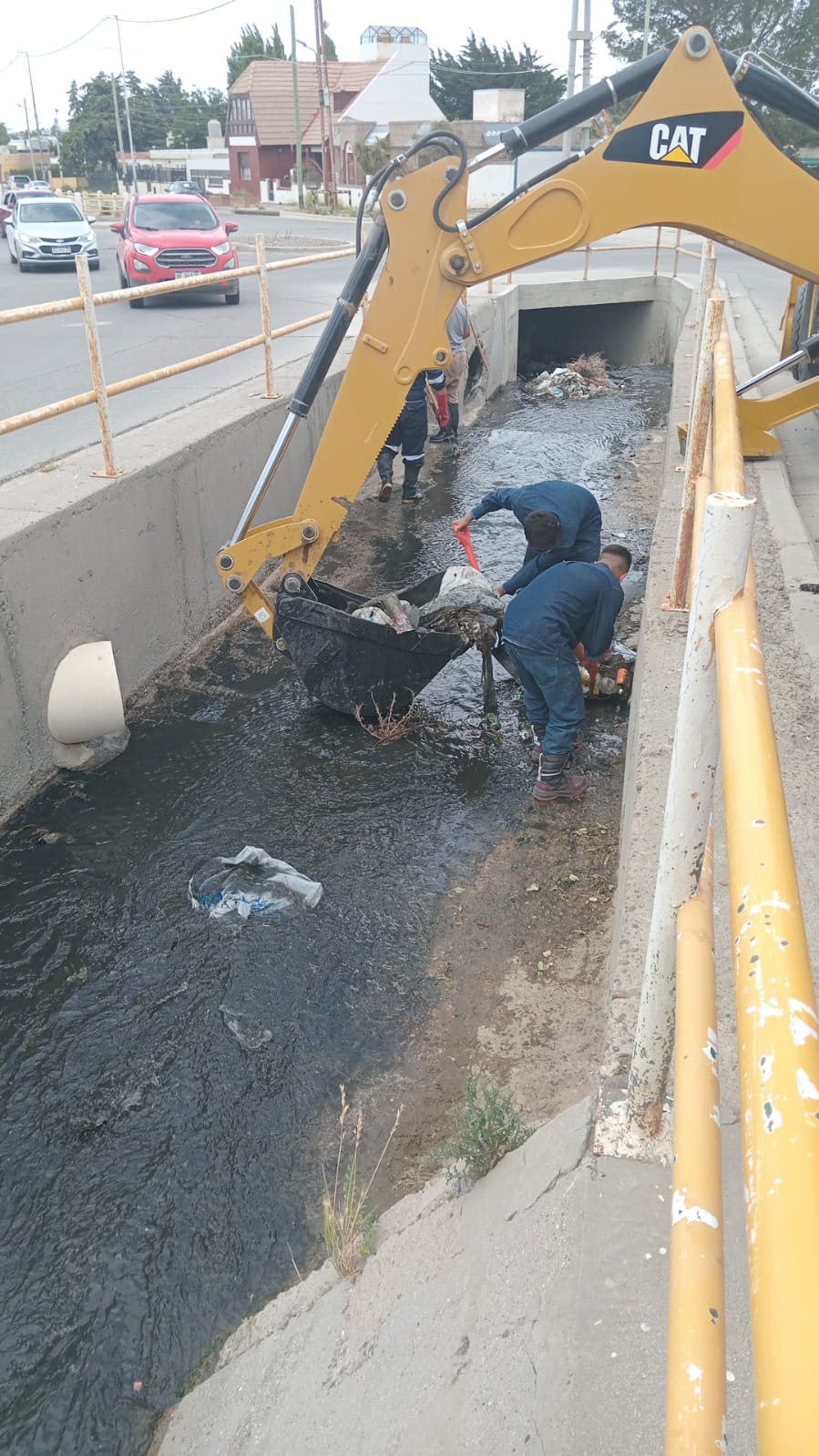 Continúan las tareas de limpieza y mantenimiento en el canal de Avenida Roca