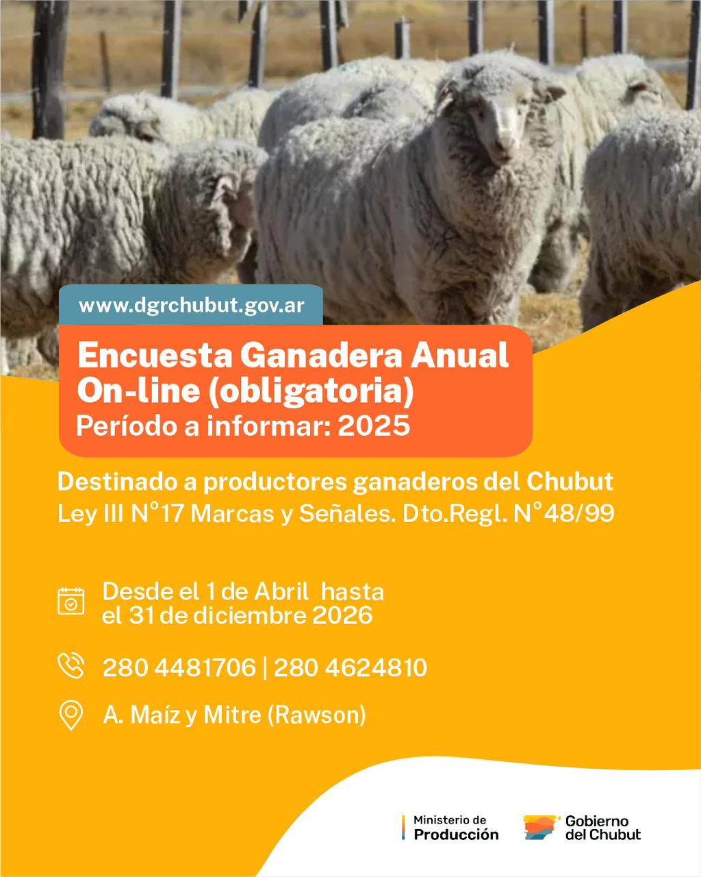 Provincia convoca a productores ganaderos a completar la Encuesta Anual 2025